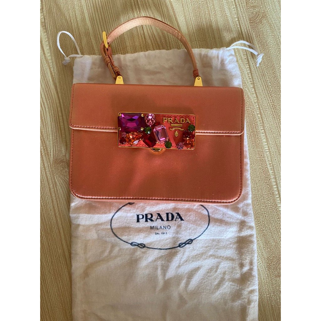 Authentic Prada Raso Stones Evening handle Bag
