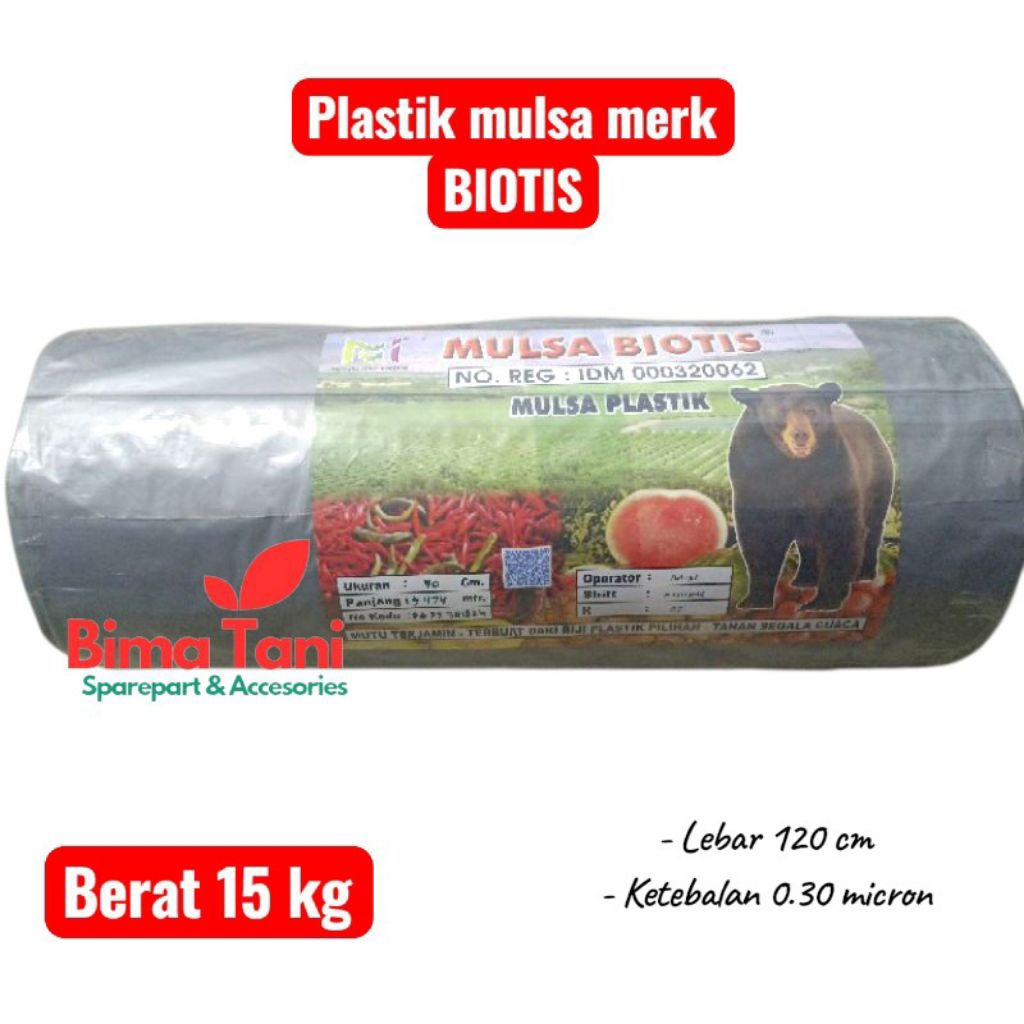 Plastik mulsa merk BIOTIS hitam perak Berat 15 Kg Original