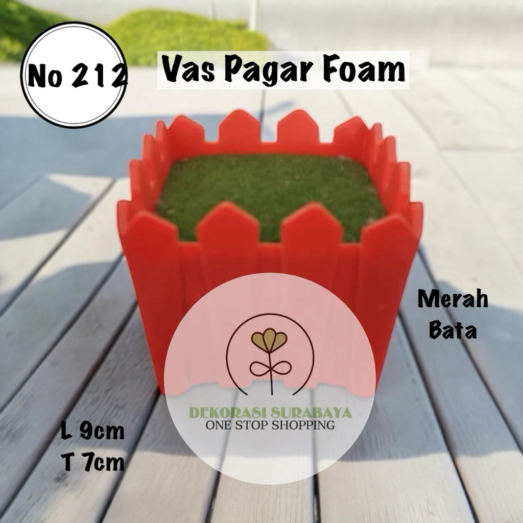 Dekorasi Pot Vas Bunga Pagar / Pot Pagar Foam Merah
