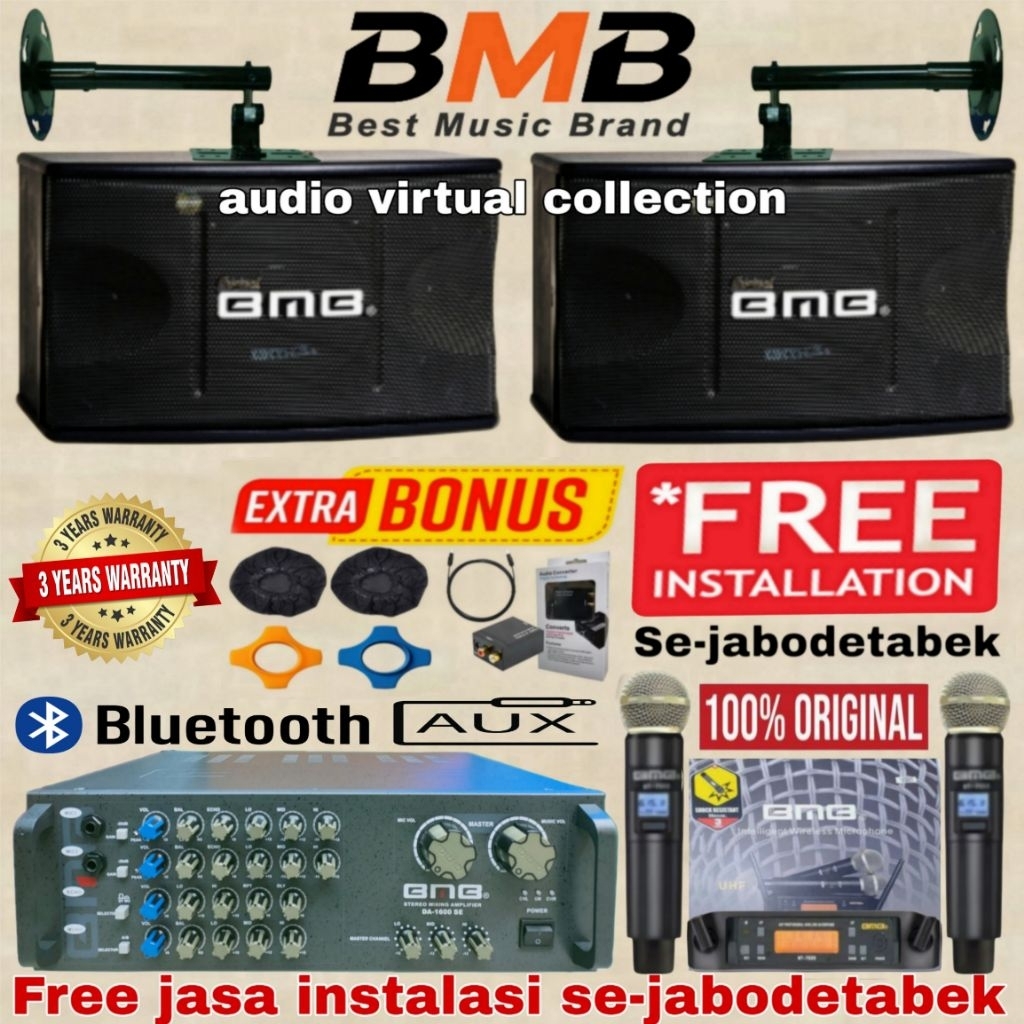 Paket karaoke speaker BMB 8inch ( full set III )