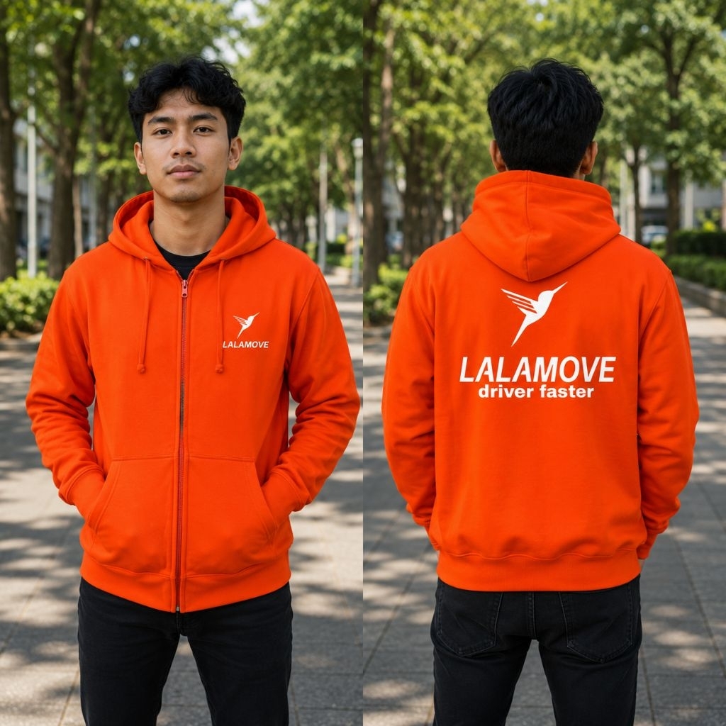 Jaket Zipper Hoodie Driver Lalamove/Jaket Jumper Logo lalamove Unisex Pria Dan Wanita