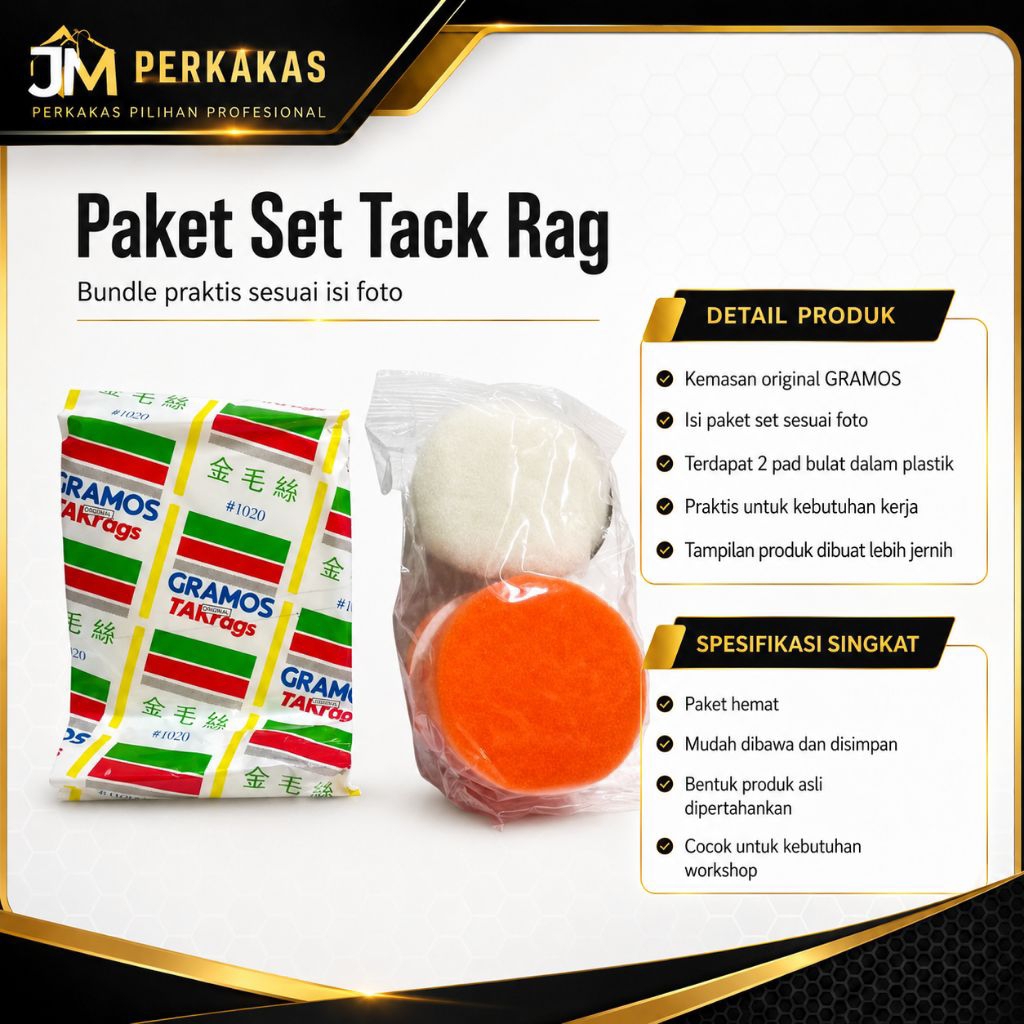 Tack cloth refinish Paket Lap Tak cloth GRAMOS + Busa Poles 3 Inch 5 Pcs | Alat Detailing Mobil Moto