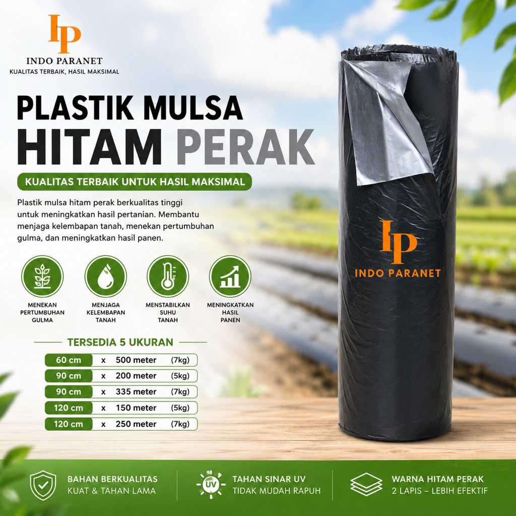 PLASTIK MULSA HITAM PERAK | 60cm 90cm 120cm | 1 ROLL TANAM CABAI MELON TOMAT