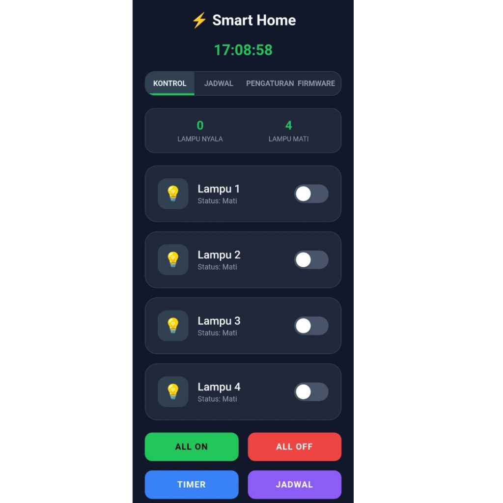 SMART HOME SAKLAR  ONLINE/OFFLINE VIA WEB DAN APK ANDROID/IOS Saklar Jarak Jauh Tanpa Batasan Jarak 