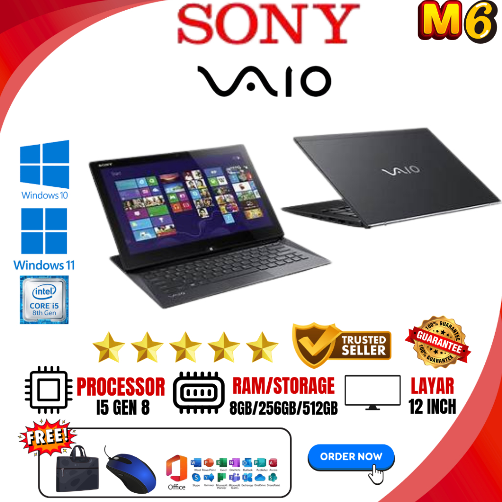 SONY VAIO Intel Core i5 Gen8250u Ram 8GB SSD 512GB - 256GB - 128GB | SECOND ORIGINAL | MULUS | BERGA
