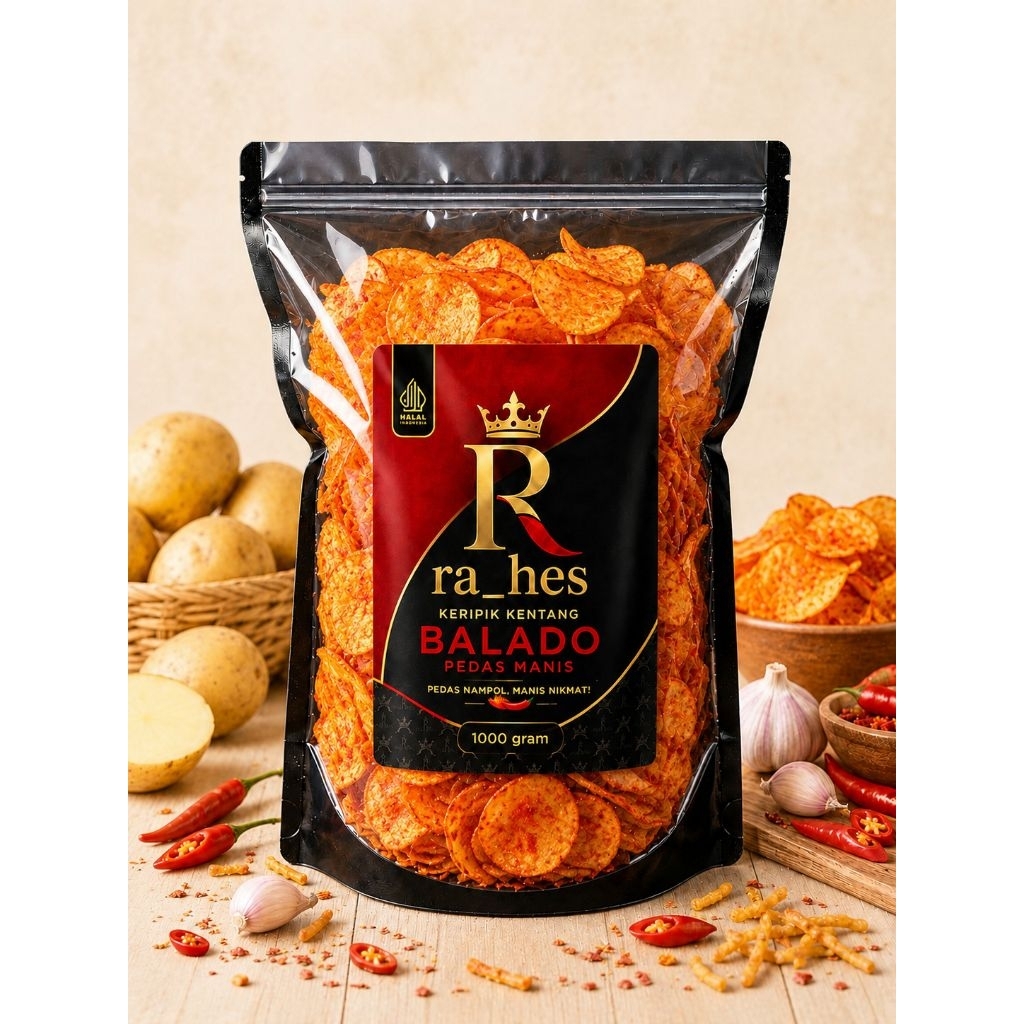 KERIPIK KENTANG BALADO 1 KILO,GARING RENYAH GURIH DAN FRESS DIJAMIN