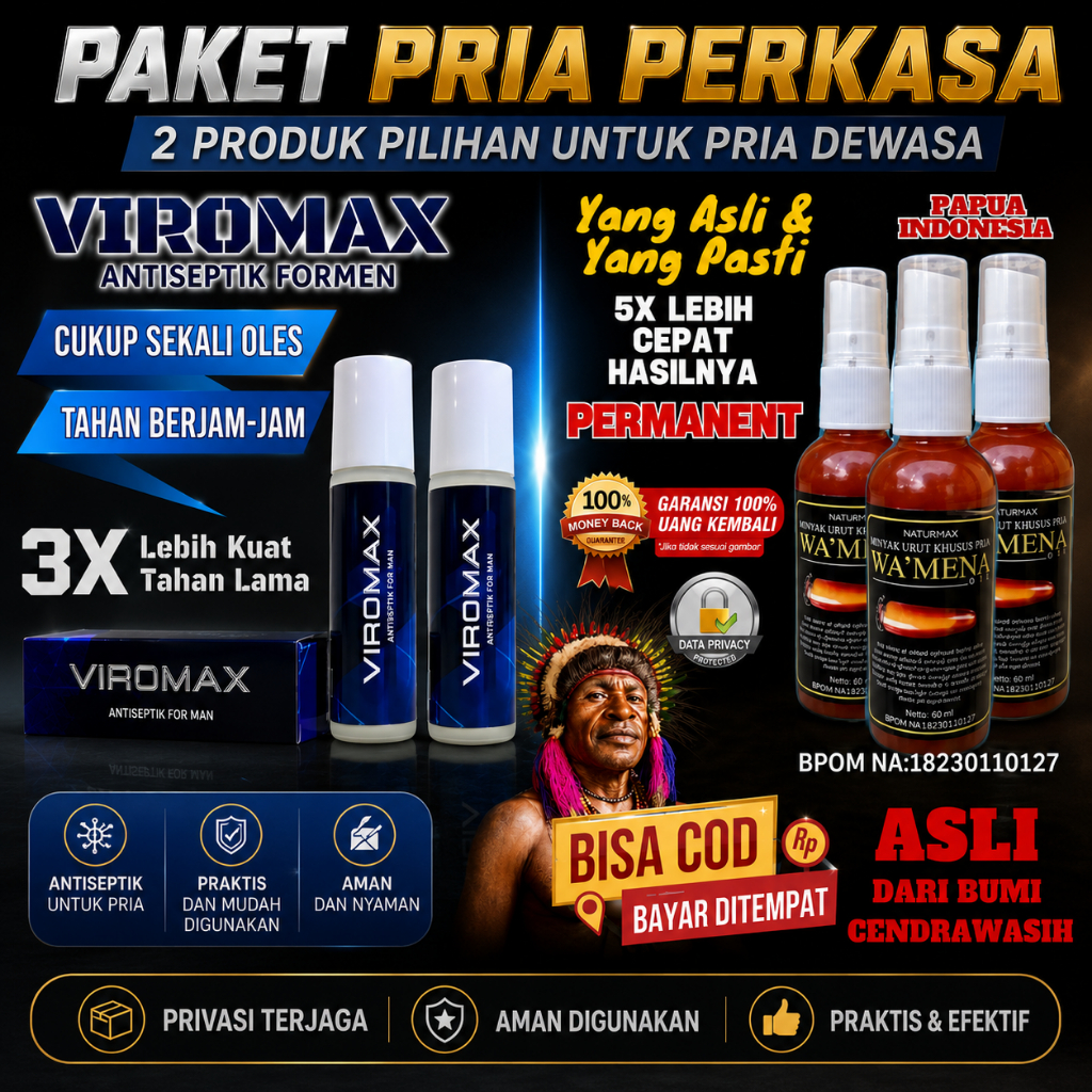 Minyak Urut Wamena Daun Tiga Jari 60ml & Minyak VIROMAX Best Seller - Herbal Alami untuk Pria Dewasa