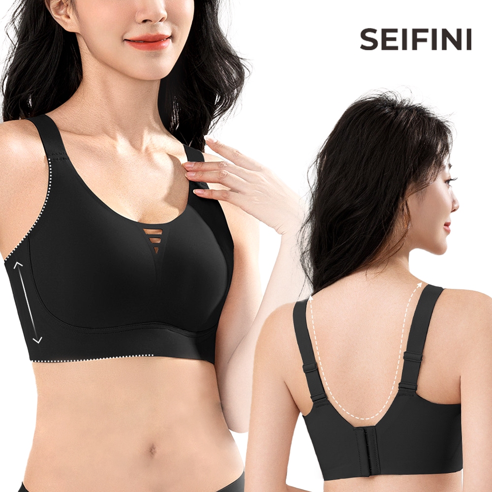 SEIFINI Bra Seamless Push Up AY8 Bh Busa Tebal Montok Tanpa Kawat - Black