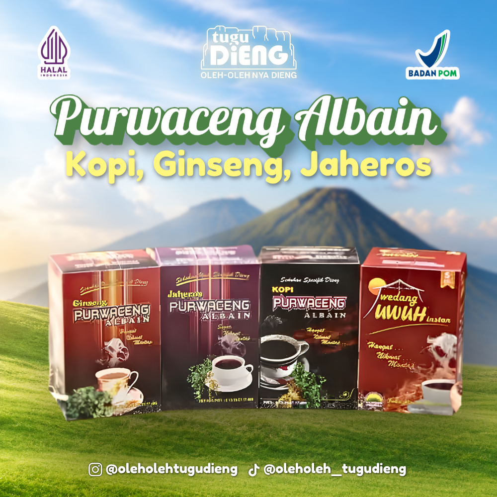 Purwaceng Albain Khas Dieng Wonosobo | Kopi, Ginseng, Jaheros, Wedang Uwuh Purwaceng | Bersertifikas