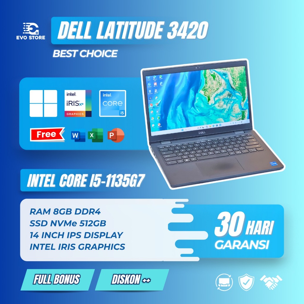 Dell Latitude 3420 - Intel Core i5-1135G7 - Ram 8GB DDR4 - SSD 512GB - Intel Iris Xe Graphics