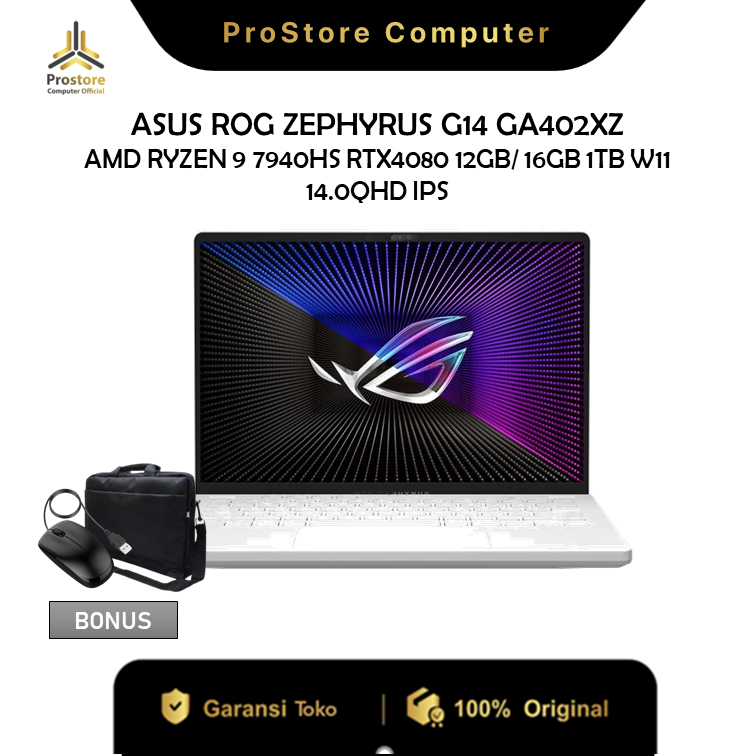 [FREE MOUSE & TAS] LAPTOP GAMING ASUS ROG ZEPHYRUS G14 GA402XZ AMD RYZEN 9 7940HS RTX4080 12GB/ 16GB