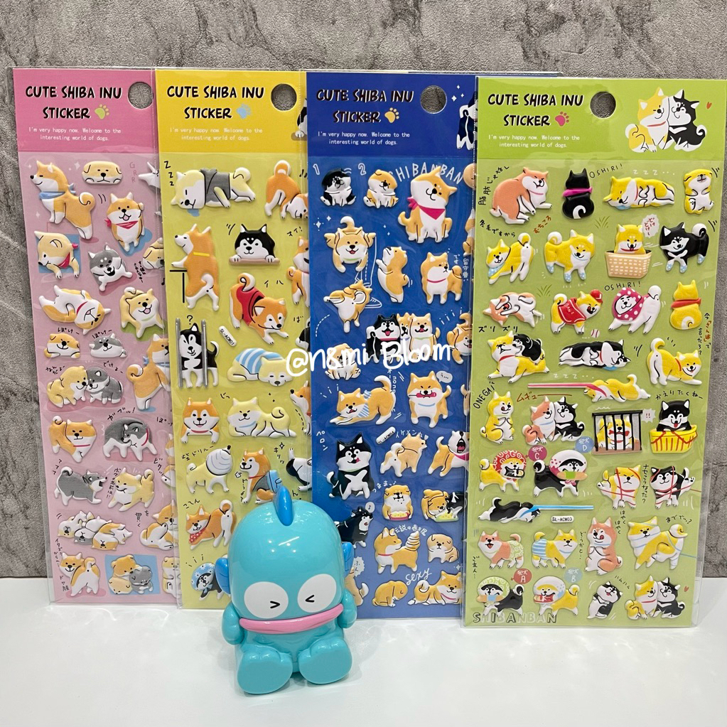 Stiker Animal Hewan Anjing Shiba Inu Puffy Peliharaan Timbul