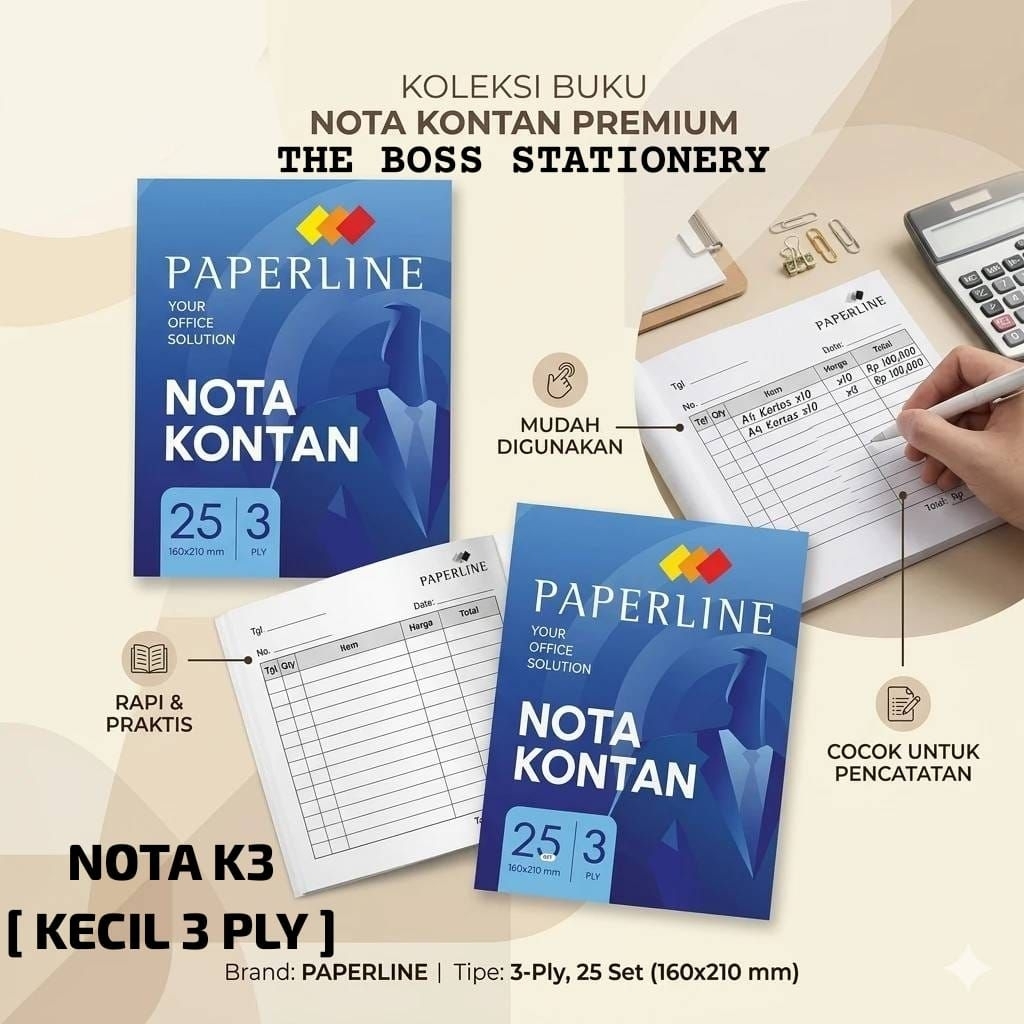 [PCS] NOTA 3 PLY KECIL PAPERLINE / NOTA K3 / NOTA KECIL 3 RANGKAP / NOTA 3 PLY / NOTA 3 RANGKAP / NO