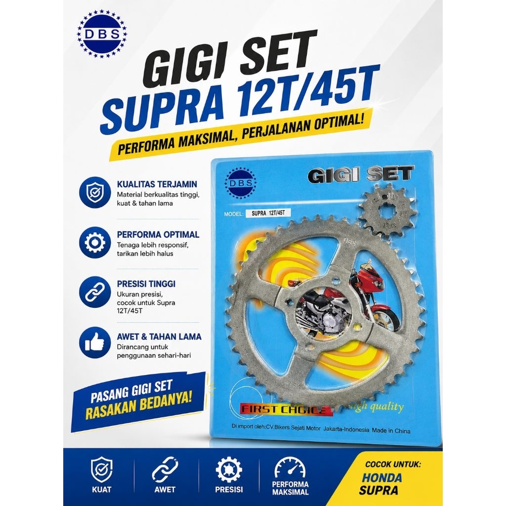 GEAR GIR SET SUPRA GRAND 45T GEAR DEPAN BELAKANG SUPRA GRAND 45T