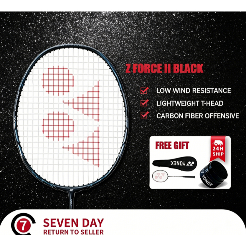 Raket Badminton Z Force II black ASTROX black/white 24-28Lbs (Bonus Tas& Grip)