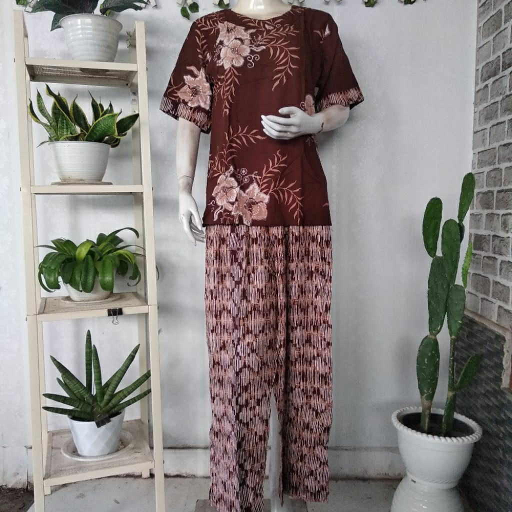 Daster Luza Original Batik Pekalongan (Ld108) Setelan Celana Panjang Dewasa Nyaman adem