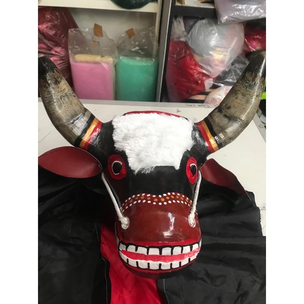 SALE Bantengan Tanduk ASLI / Barongan Bantengan BONUS Kemul Panjang / Bantengan JUMBO ASLI MBEROT