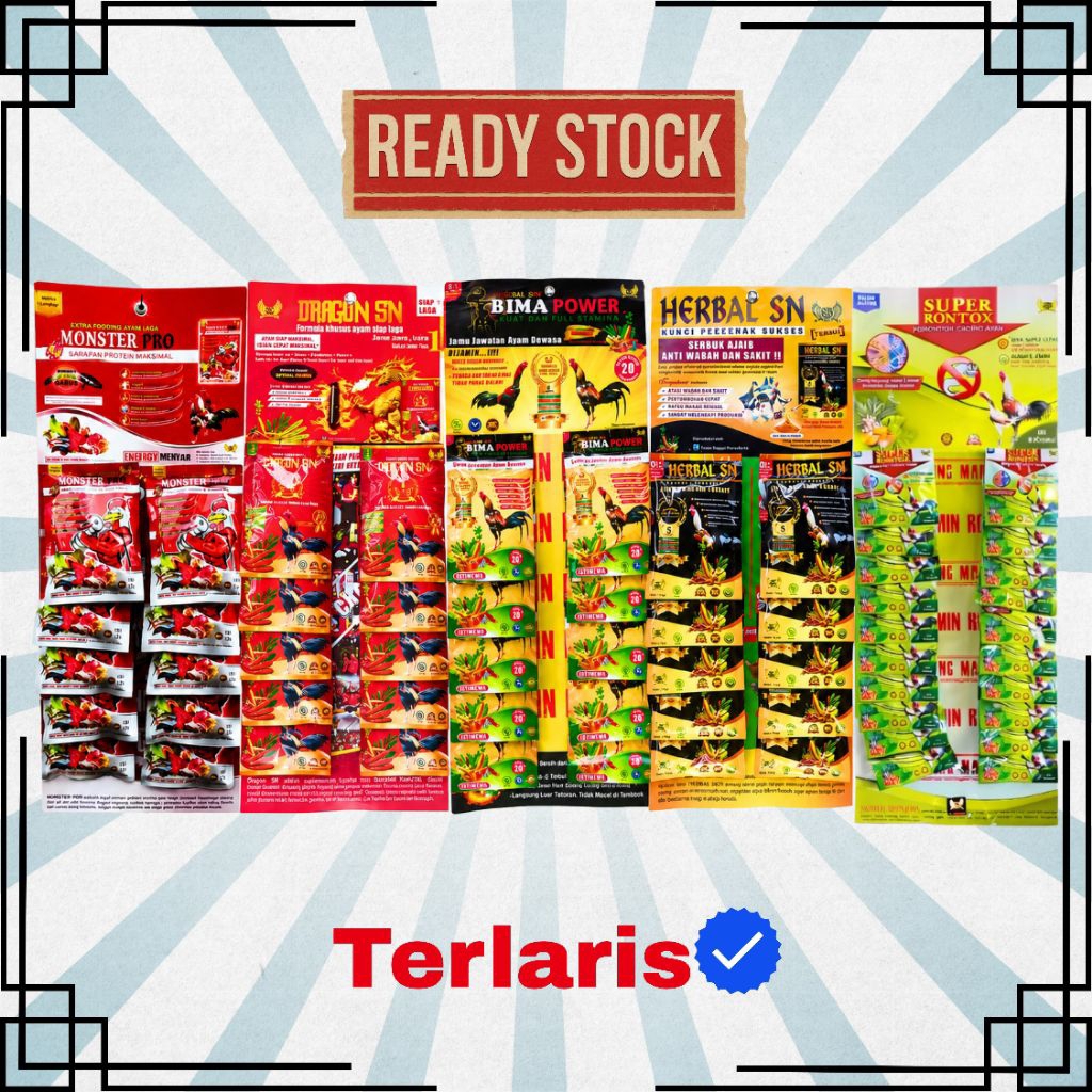 PAKET JAMU AYAM LAGA TERLARIS | MONSTER PRO SN | BIMA POWER SN | HERBAL SN | SUPER RONTOK SN | DRAGO