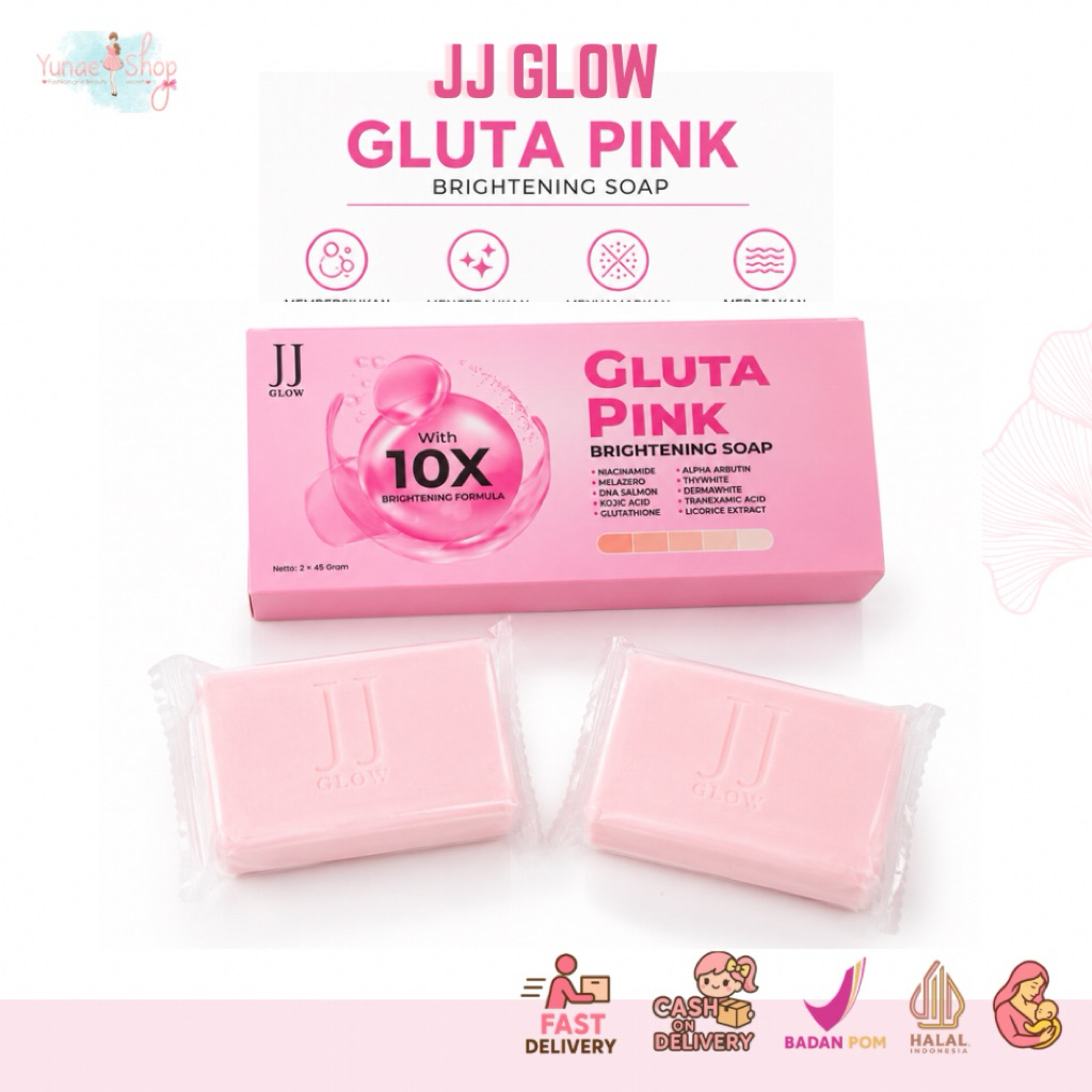 (BUNDLING 2 BOX) JJ GLOW GLUTA PINK 10x BRIGHTENING SOAP | Sabun Mandi Mengandung Niacinamide Kojic 