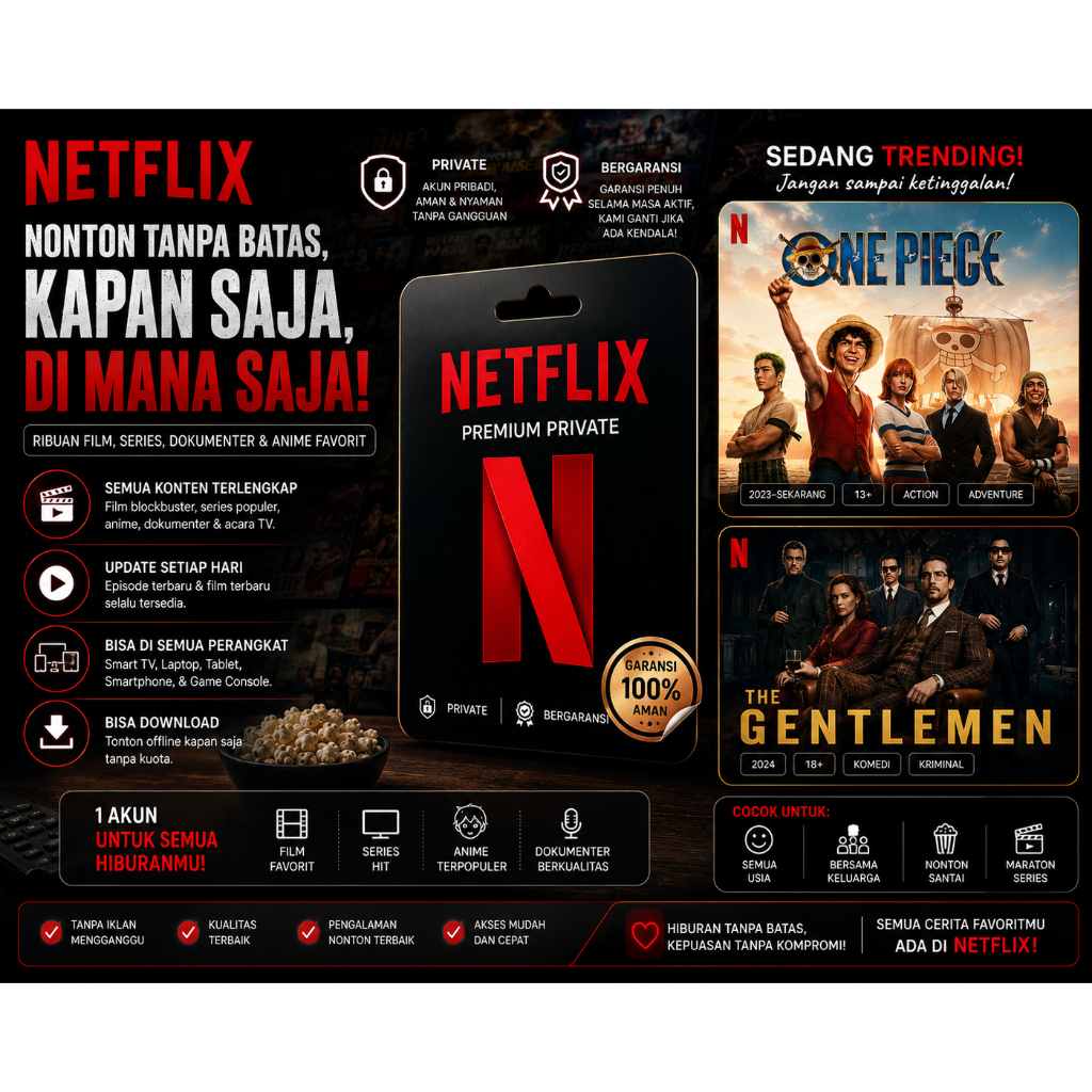 Netflix Premium UHD 4K 1 Bulan | Private Profile | Fast Proses | Garansi 5 | A71 Premium N3tflix UHD