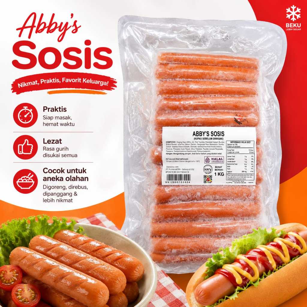 Sosis Sapi Abbys Bernardi Hallal 1 Kg