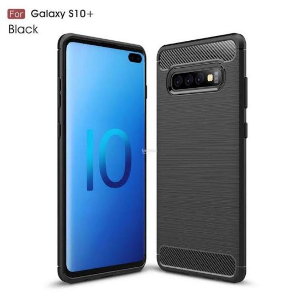 Case Samsung S10+ S10 Plus Carbon Fiber Case Cover Slim Fit Softcase Casing Silikon