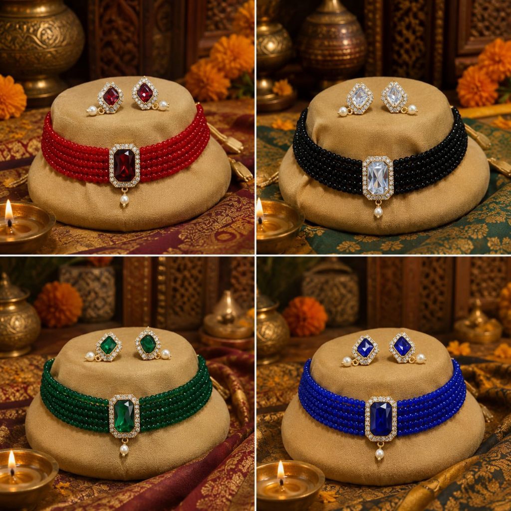 Kalung Dewasa Anak Choker India Premium Set Anting Wanita Pesta Bridal Bollywood Simpel