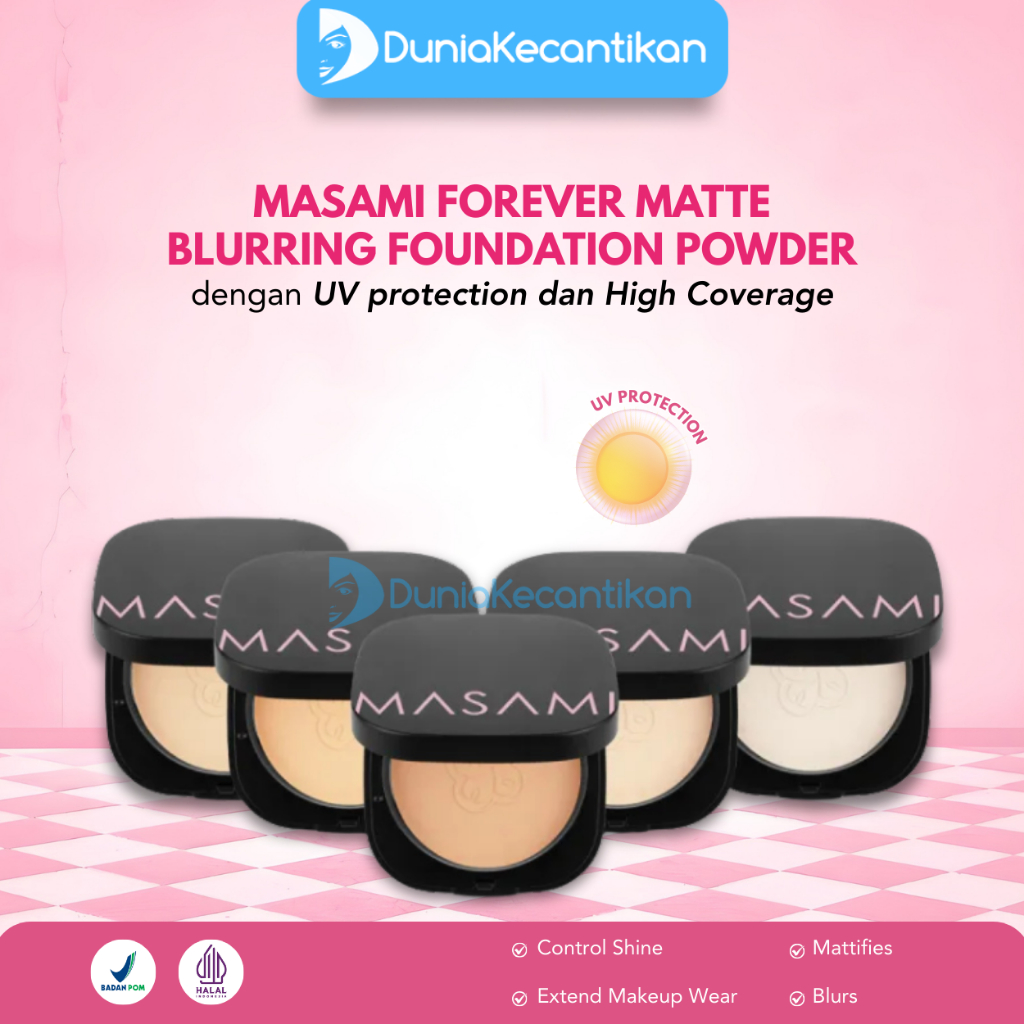 Masami Forever Matte Blurring Foundation Powder Bedak Padat Compact Powder Ringan Smooth Efek