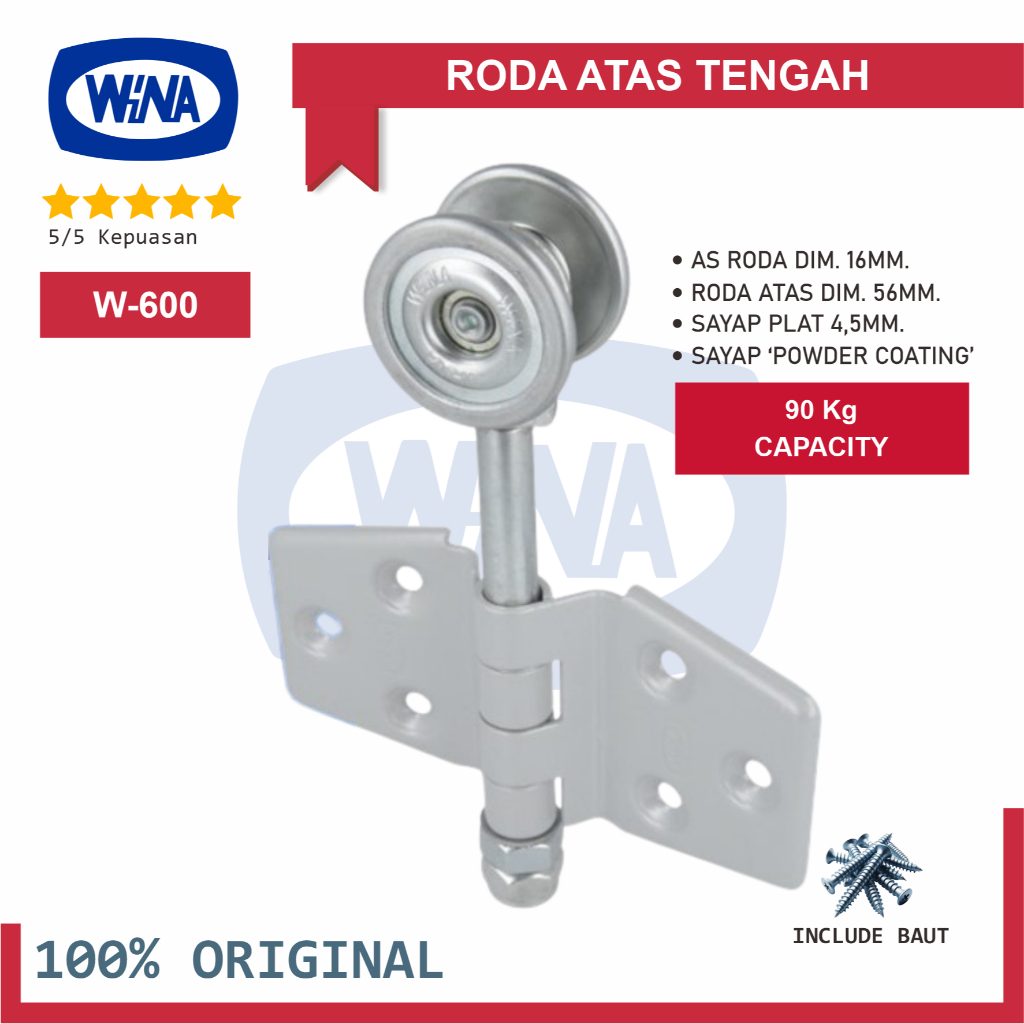 WINA W600 Roda Atas Tengah untuk Pintu Garasi Sliding Kayu dan Besi Original