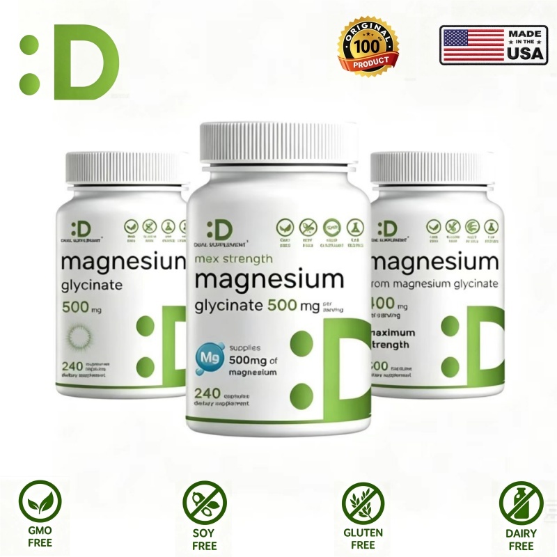 Deal Supplement Magnesium Glycinate 500mg -180 & 240 Veggie Capsules