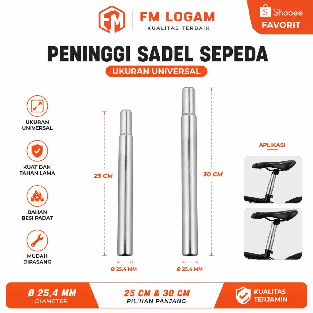 Tiang Sadel Seatpost Pen | Panjang 25 & 30 cm
