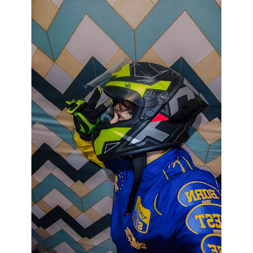 Helm KYT TT COURSE YELLOW paket ganteng