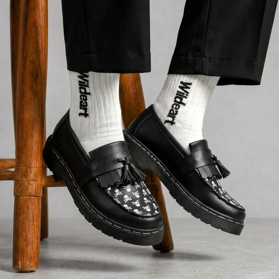 Sepatu Loafers Docmart Slop Casual Hitam Pria