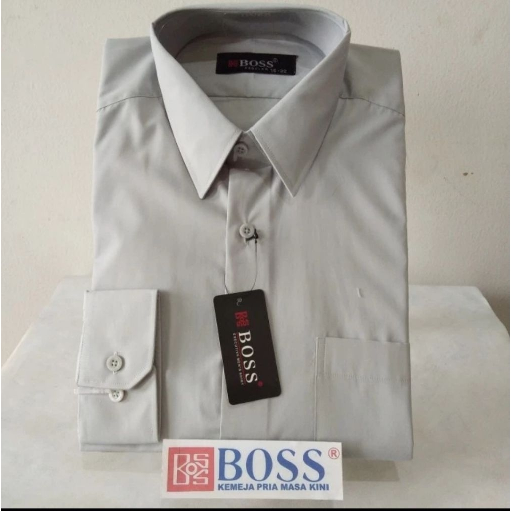 Kemeja BOSS polos reguler lengan panjang