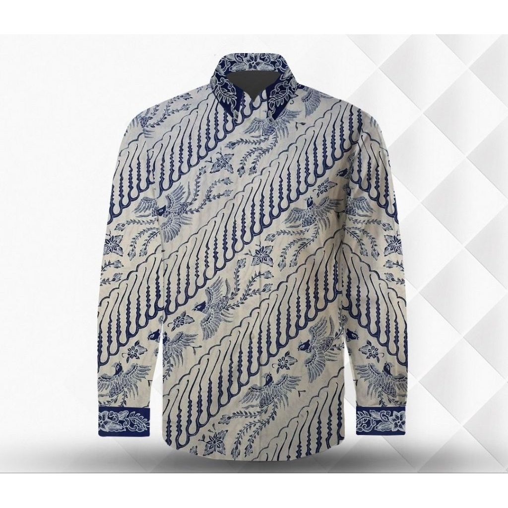 kain batik tulis pria katun. kain batik pria warna putih biru
