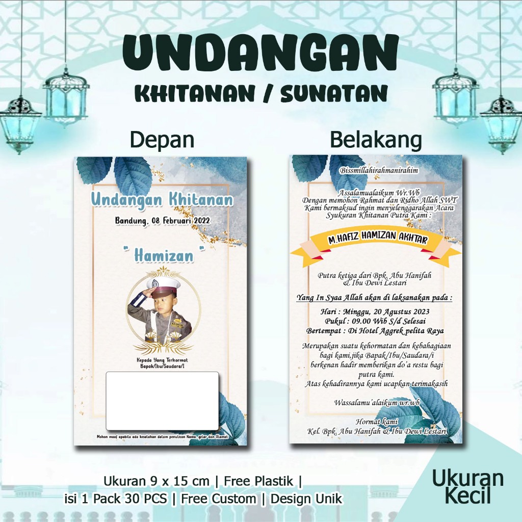 Undangan Khitan Kecil Custom Nama dan Foto Undangan Sunat UKB 05