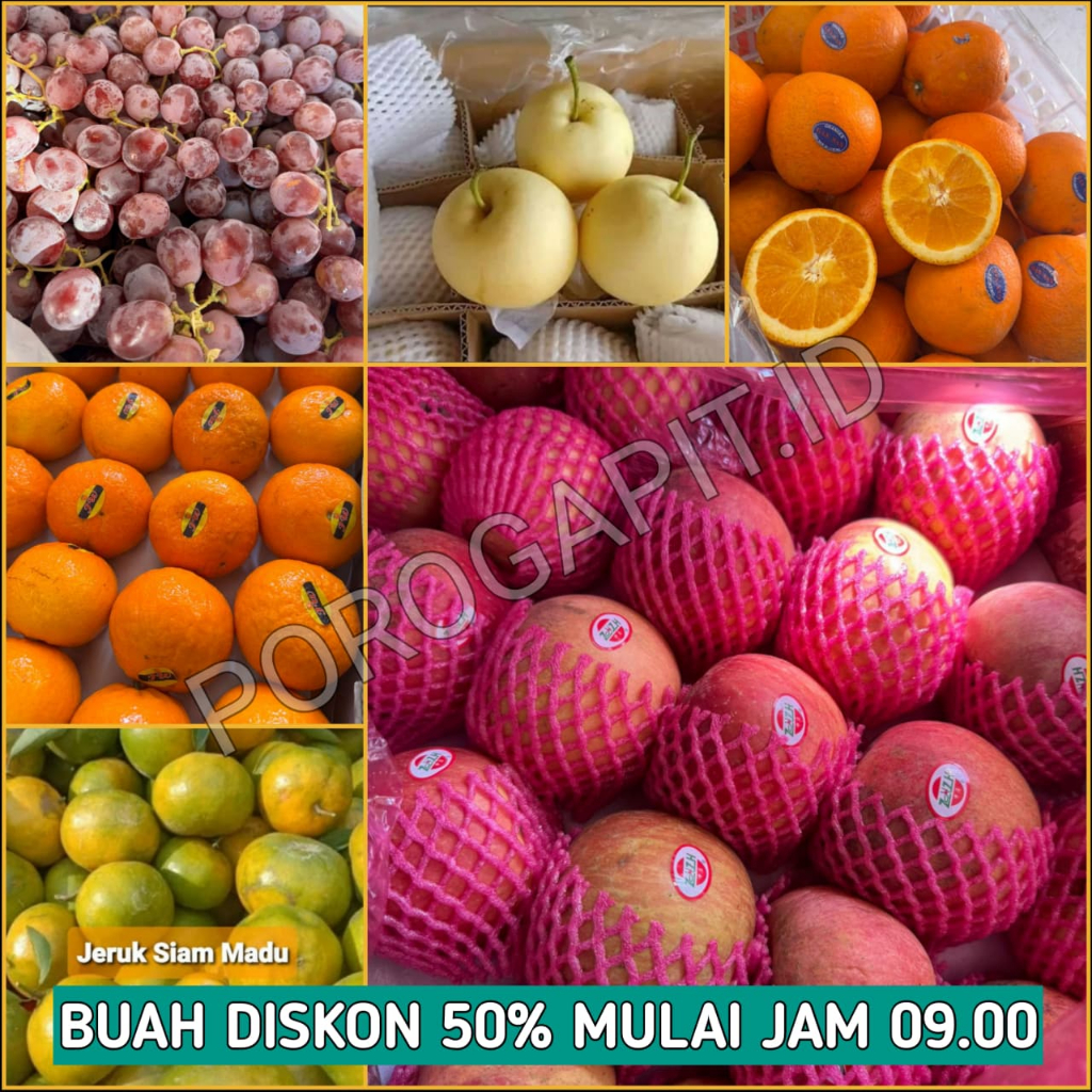 Buah Segar 1Kg Anggur Sunville Apel Fuji Pir Century Jeruk Wogan Jeruk Siam Madu Jeruk Sunkist Buah 