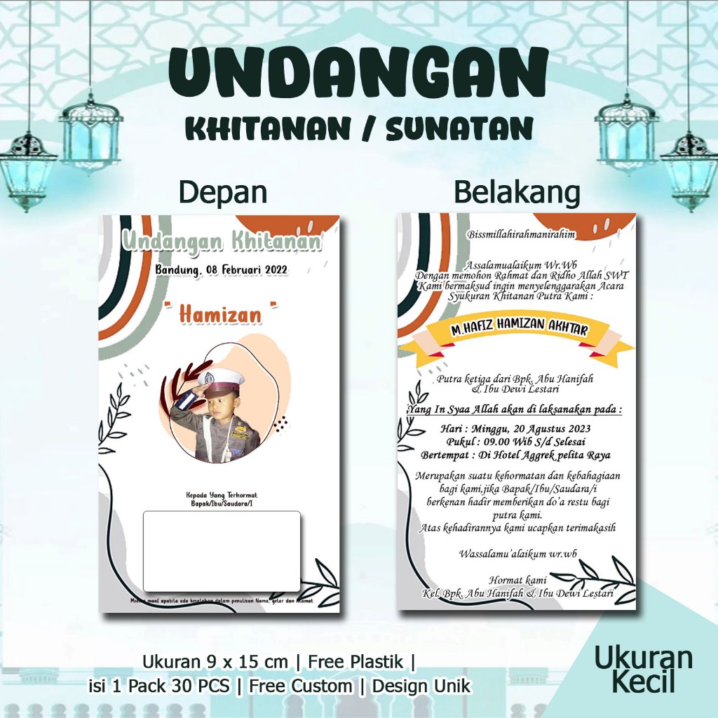 Undangan Khitan Kecil Custom Nama dan Foto Undangan Sunat UKB 02