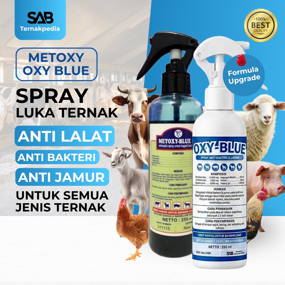 Oxy Blue 250ml - Metoxy Blue 250ml - Obat Pengganti Limoxin Luka Hewan - Obat Hewan