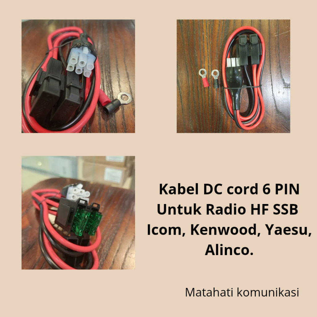 Kabel DC Cord 6 Pin Radio HF SSB Icom Alinco Yaesu Kenwood