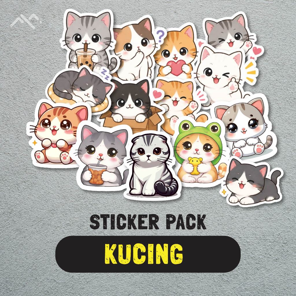 Stiker Pack Kucing Aesthetic Waterproof 10 Pcs / Karakter kucing lucu / stiker kucing chibi / stiker