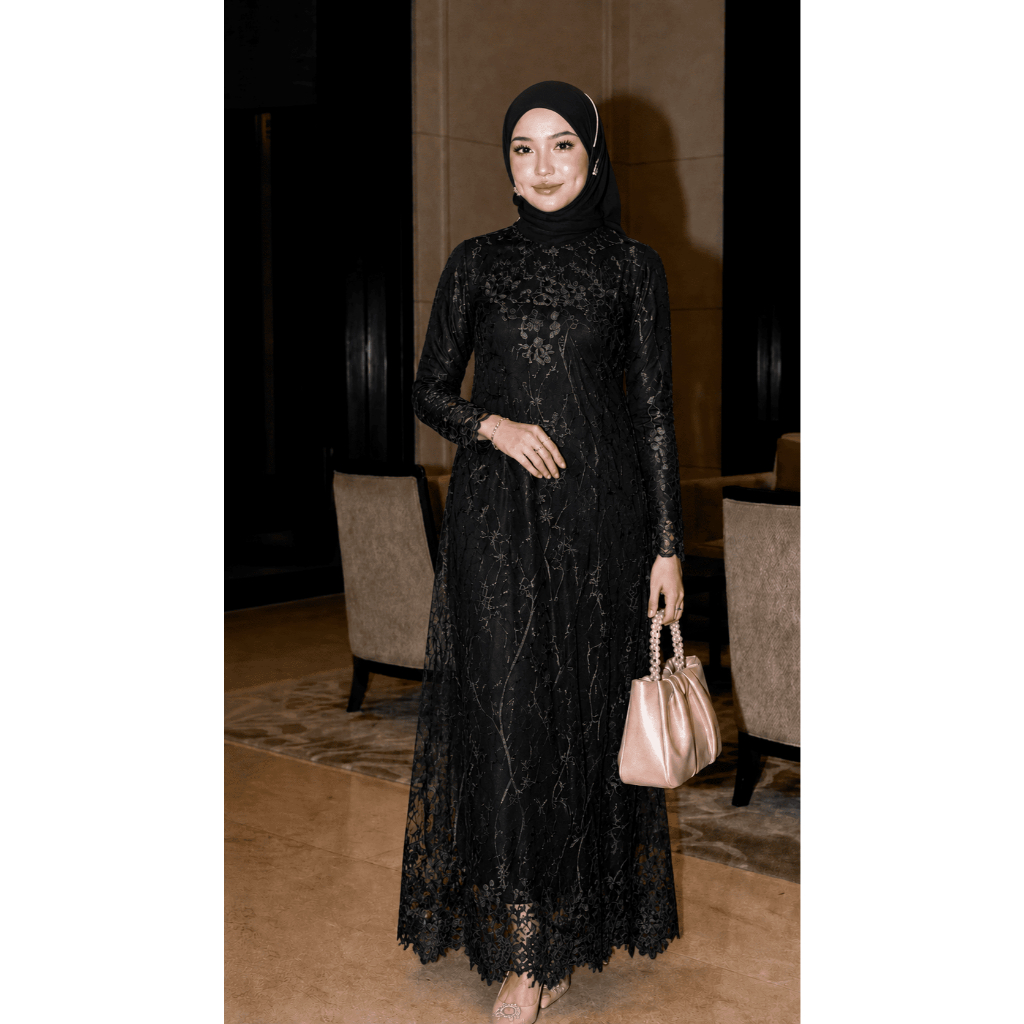 Najma Dress Gamis Brokat Kondangan Tunik Tulle Green