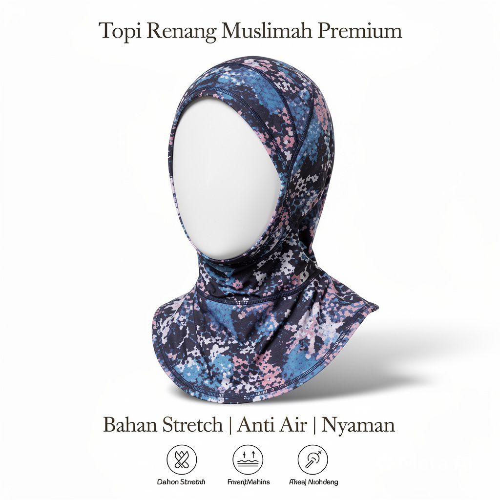 TOPI RENANG MUSLIM HIJAB/JILBAB WANITA DEWASA RANDOM
