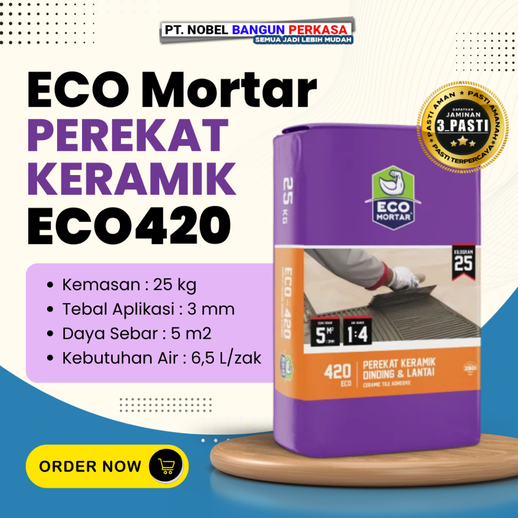 Semen Mortar ECO 420 Perekat Keramik 25kg – Semen Mortar Lem Keramik Granit Dinding & Lantai Daya Re