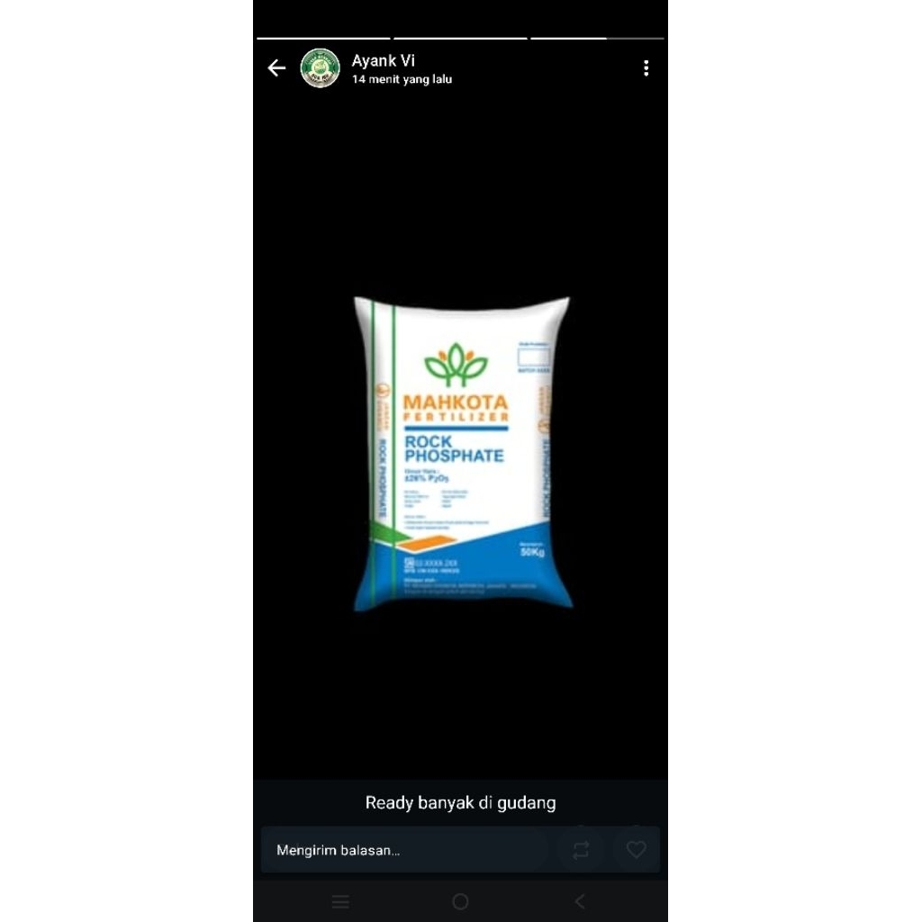 Pupuk Rock Phosphate Mahkota 50 kg - Tingkatkan Pertumbuhan Akar dan Batang