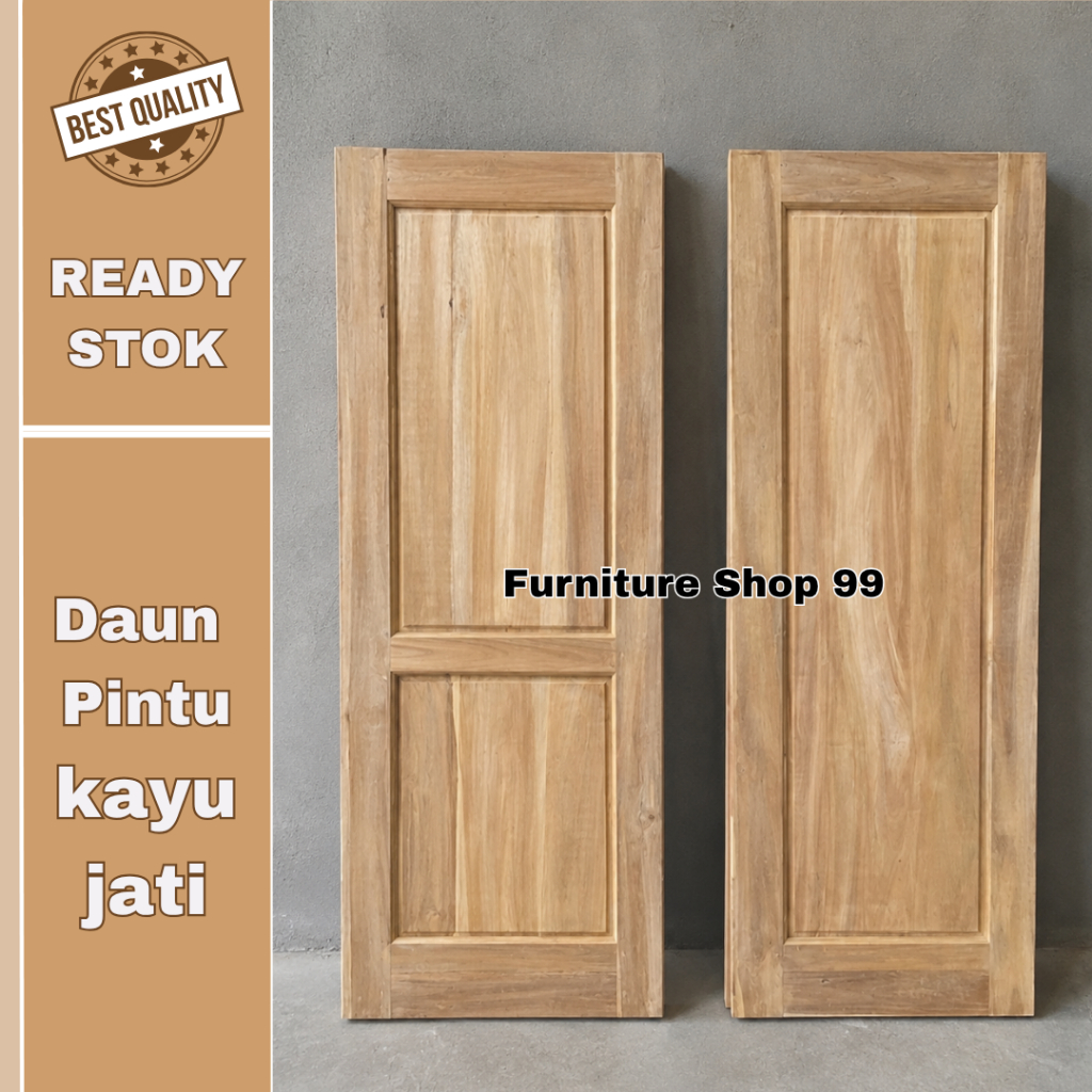 Daun Pintu Kayu Jati Asli 100% Ukuran 200x80cm