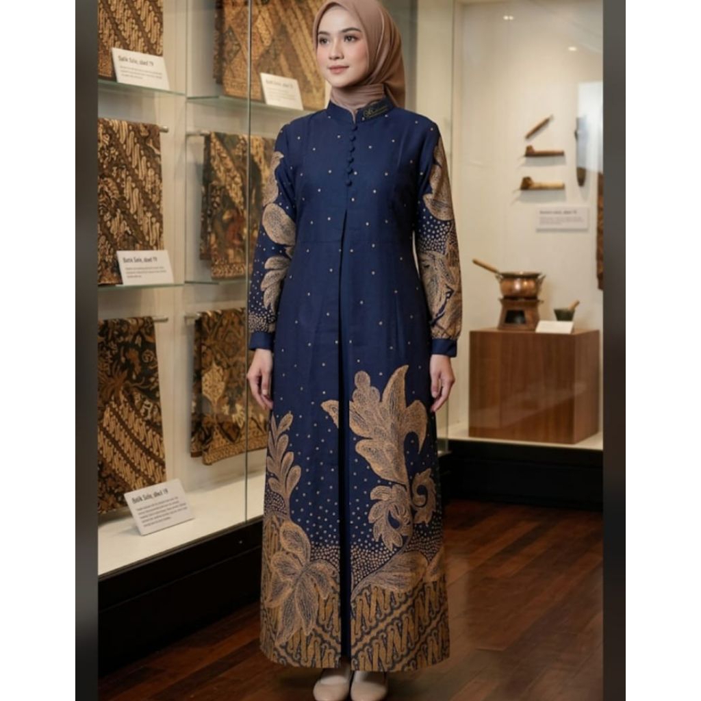 GAMIS MUSLIM WANITA MOTIF BATIK BAHAN DOLBY LAPIS KATUN TOYOBO DAN FURING TRIKODE EXCLUSIVE THAMRIN 