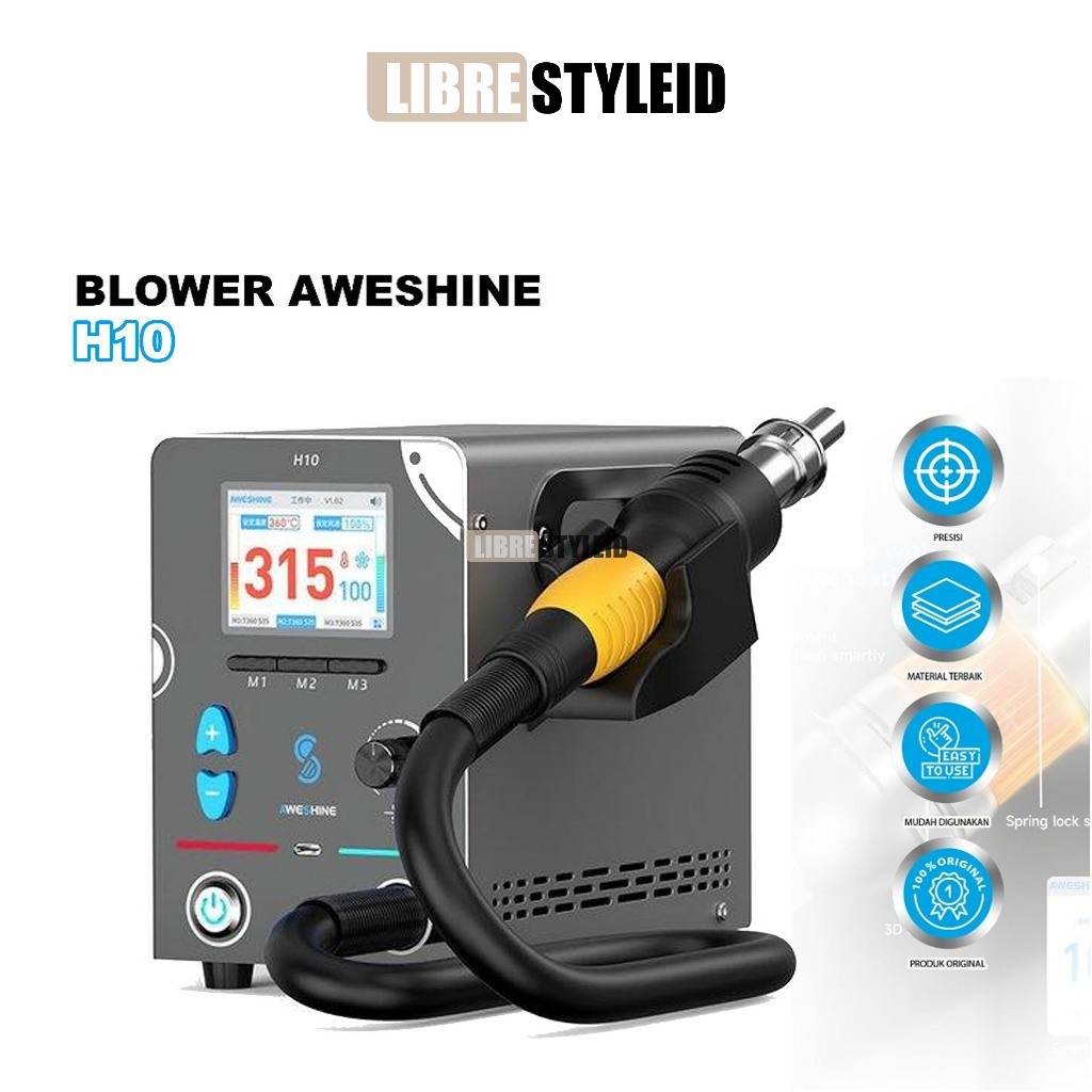 AWESHINE H10 Hot Air Blower Original - Blower Angin Panas Digital untuk Servis HP, Laptop, PCB & Ele