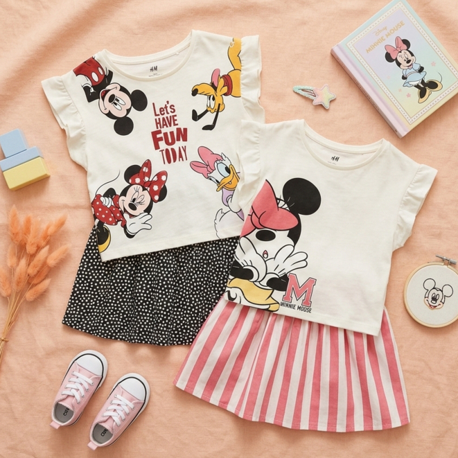 Setelan Anak Perempuan Kaos Rok Anak HM / HM Girls Set / Rok Anak Setelan HM / Setelan H&M 3-8 Tahun