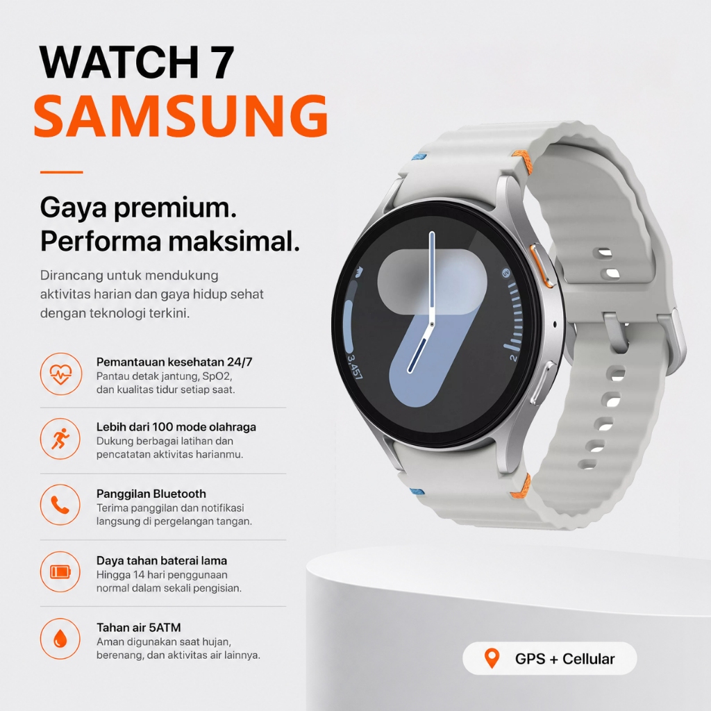 Smartwatch Samsung Galaxy Watch7 Bluetooth Call Sensor Kesehatan Detak Jantung SpO2 Sleep Tracking J